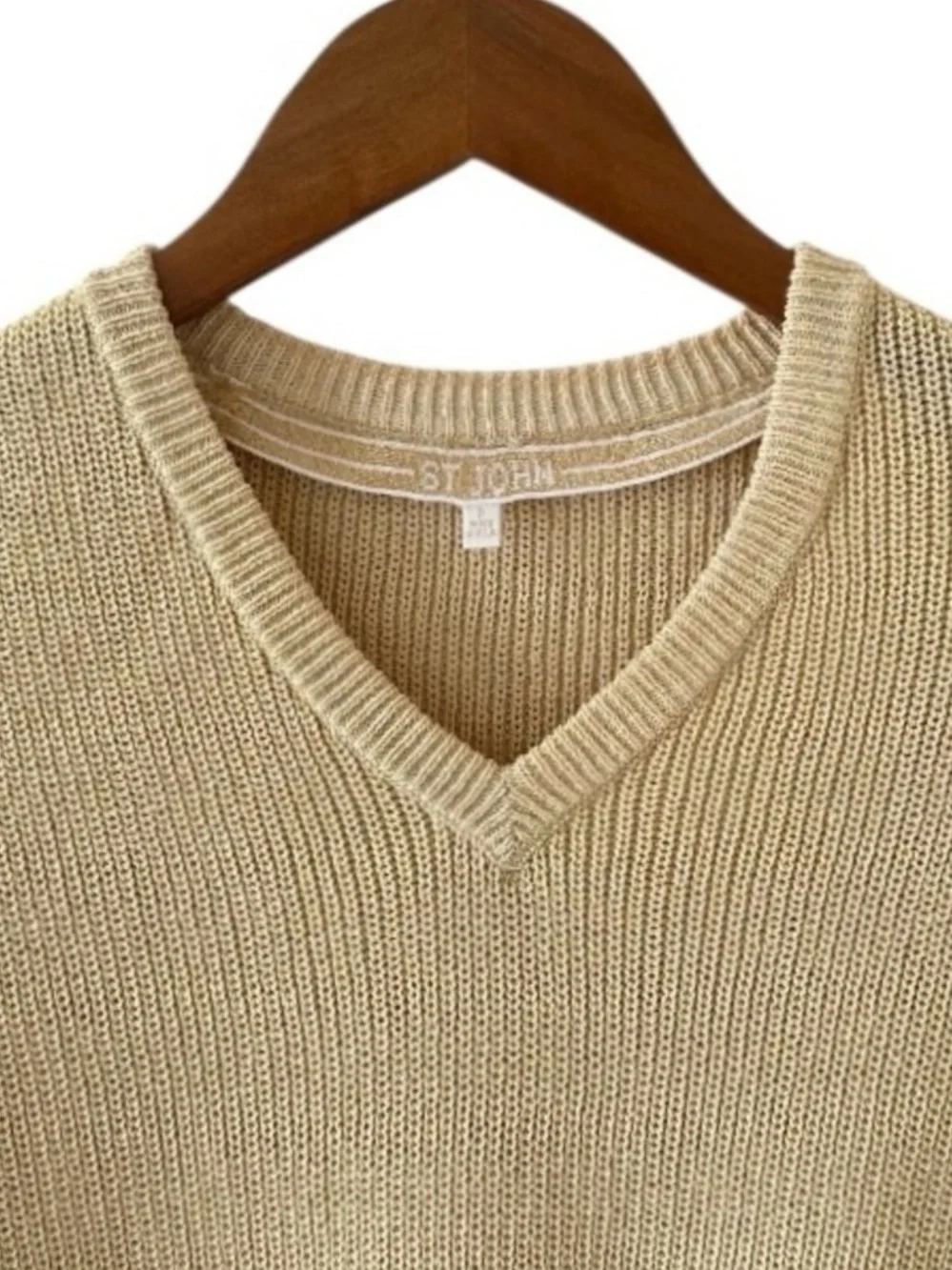 St. John Yellow V-Neck Long Sleeve Wool Blend Knit Sweater Size 2